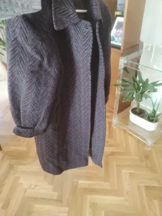 Abrigo Leey Lana Virgen Gris Morado