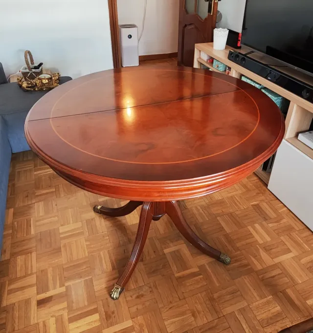 Mesa redonda extensible madera vintage