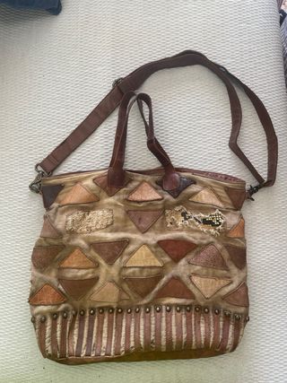 Bolso patchwork cuero vintage