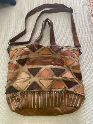Bolso patchwork cuero vintage
