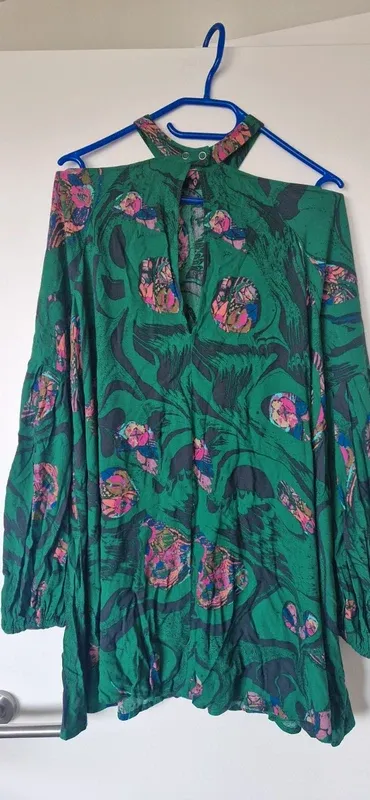 Túnica/vestido verde estampado talla única