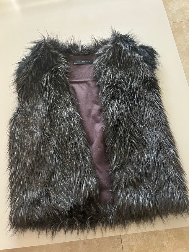 Chaleco Zara pelo sintético gris M