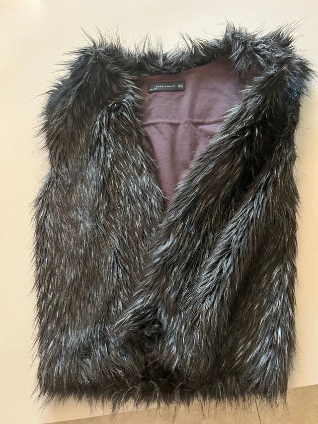 Chaleco Zara pelo sintético gris M