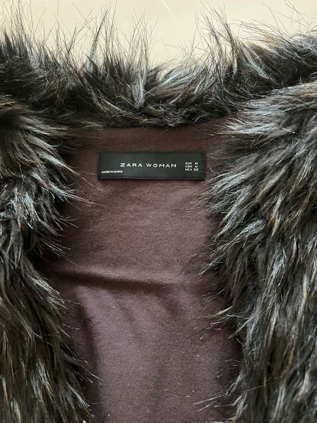 Chaleco Zara pelo sintético gris M