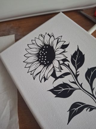 Quadretto decorativo girasole B/N