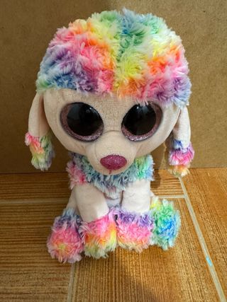 Peluche perro unicornio arcoíris
