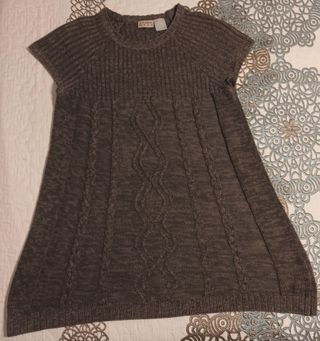 Vestido suéter punto trenzado gris