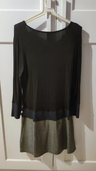 Vestido largo marron y gris