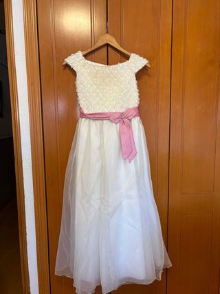 Vestido de comunión blanco y rosa