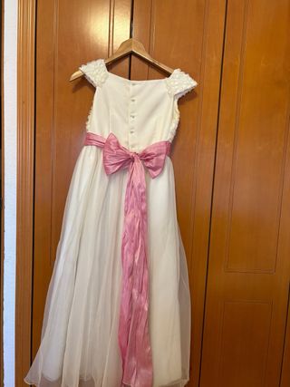 Vestido de comunión blanco y rosa