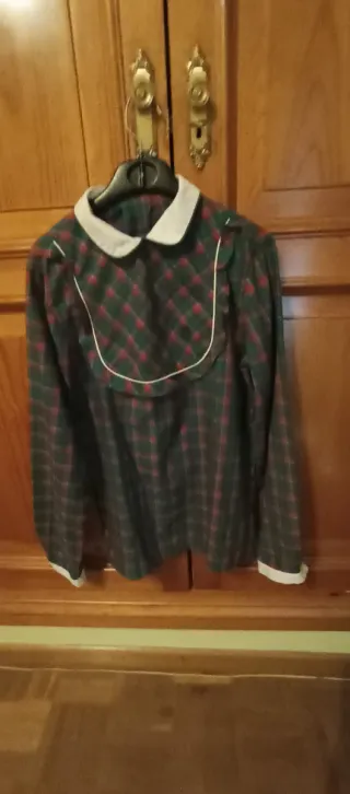 Camisa Baby Años 80 Cuadros Verde y Rojo