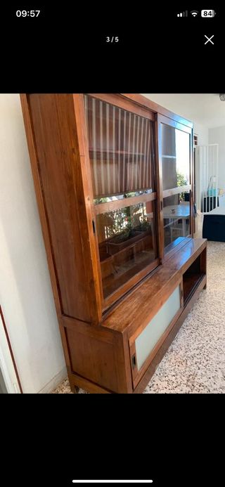 Credenza in legno e vetro