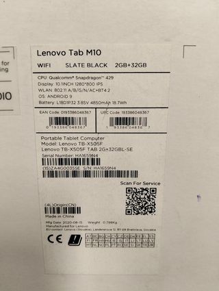 Tablet Lenovo Tab M10 TB-X505F 2GB RAM