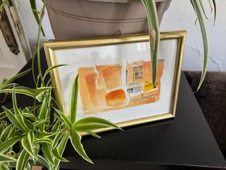 Dipinto astratto moderno cornice oro