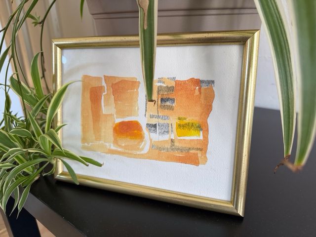 Dipinto astratto moderno cornice oro