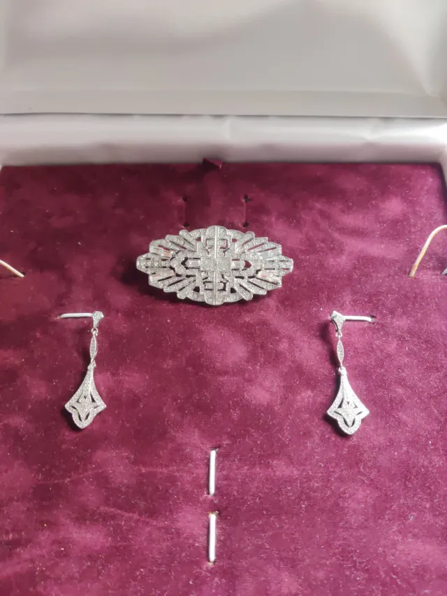 Conjunto Broche y Pendientes Plata