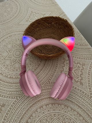 Auriculares gato luces LED rosa