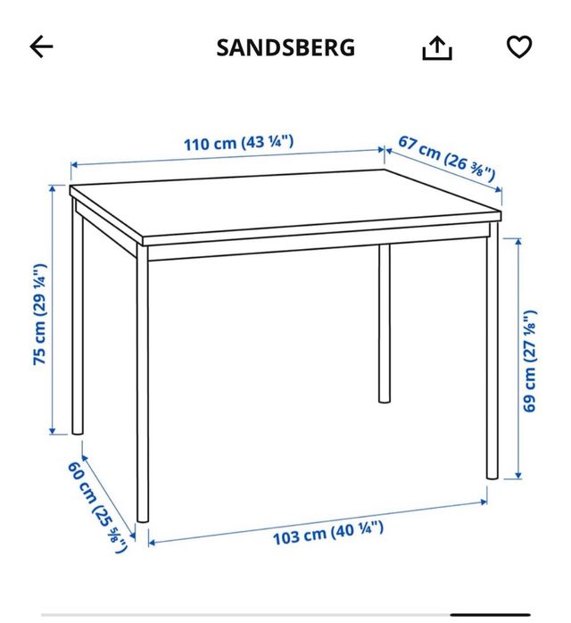 Mesa comedor Ikea Sandsberg negra
