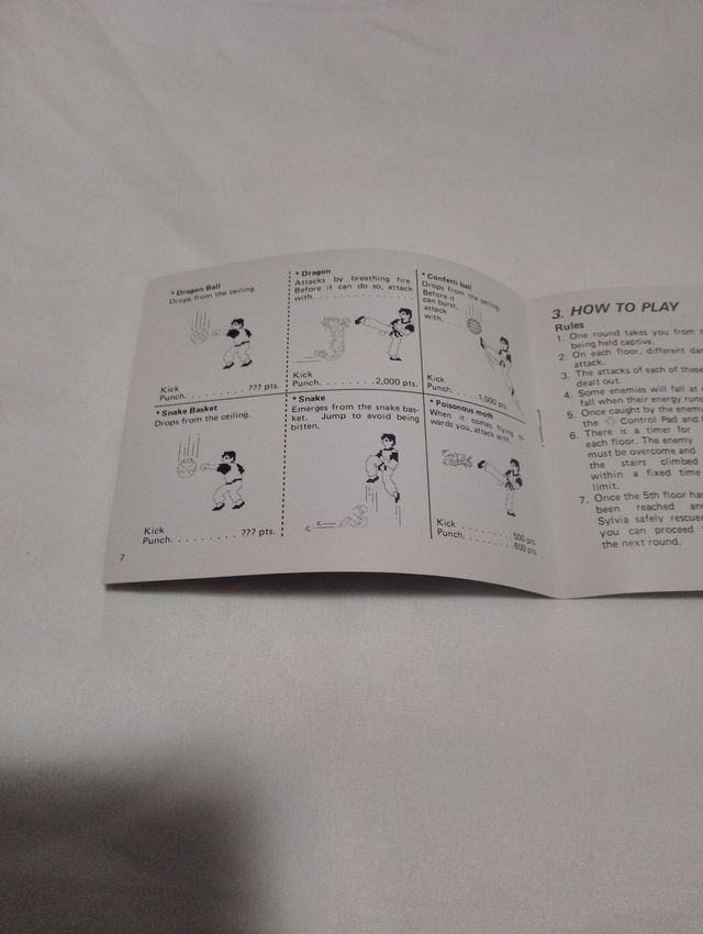 Manual Kung Fu NES (Inglés)