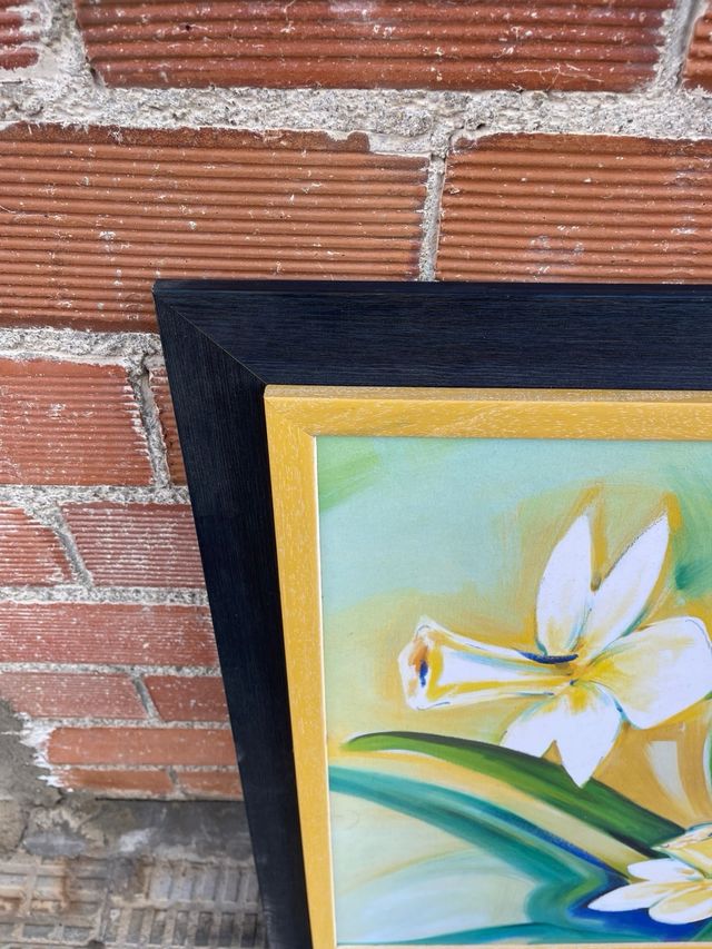 Precioso cuadro de flores amarillas y verdes