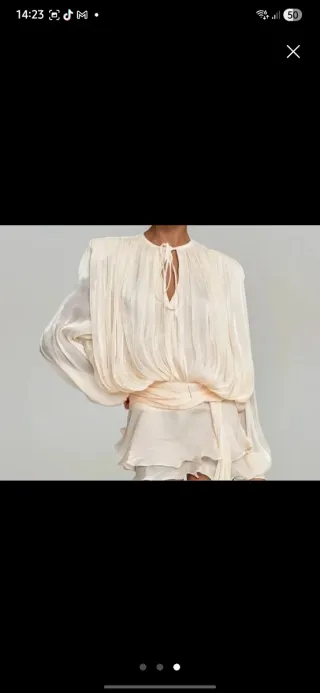 Vestido beige/blanco talla única