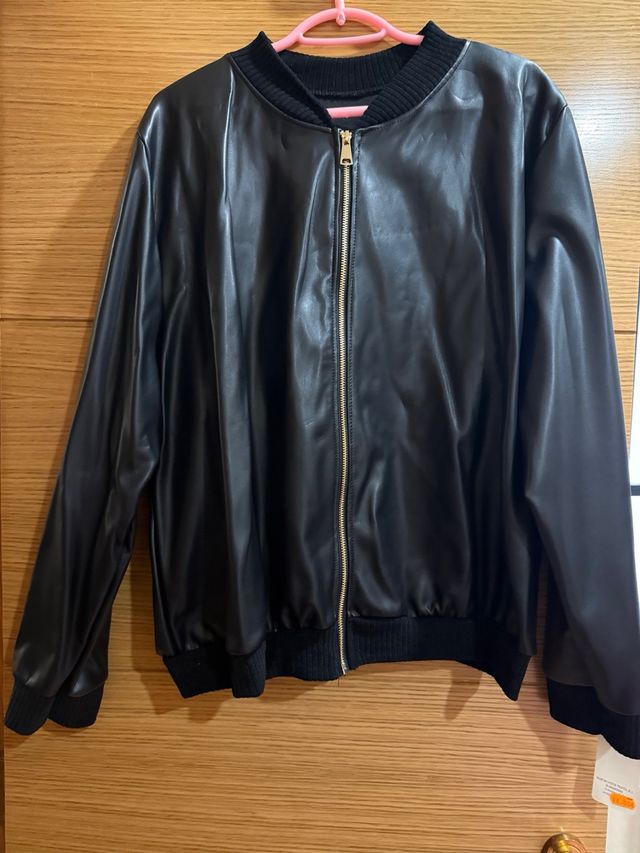 Bomber polipiel negra talla grande