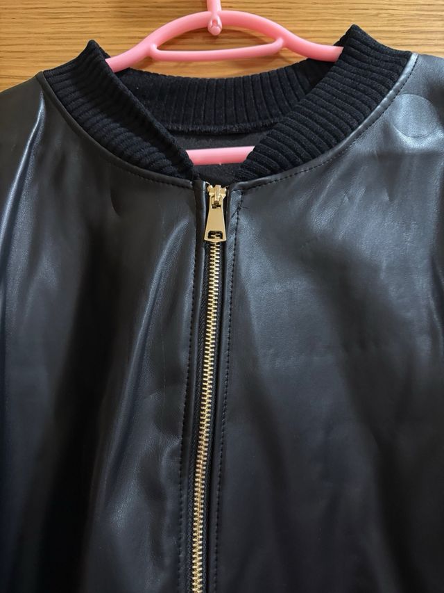 Bomber polipiel negra talla grande