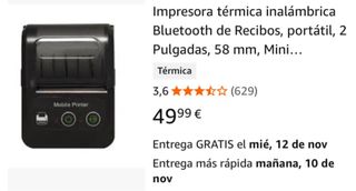 Impresora de Recibos Móvil Negra