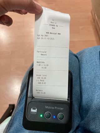 Impresora de Recibos Móvil Negra