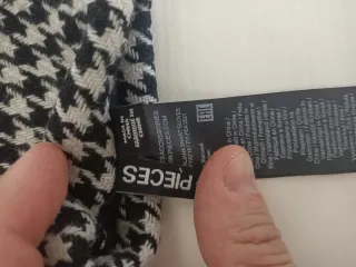 Guanti donna pelle nera con fantasia pied-de-poule