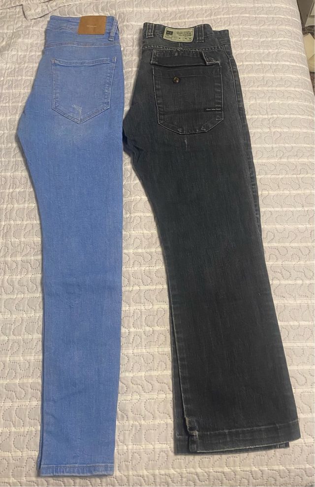 Vaqueros azules y grises