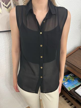 Camisa negra sin mangas M mujer