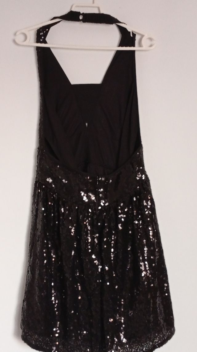 Vestido lentejuelas morado y azul, negro