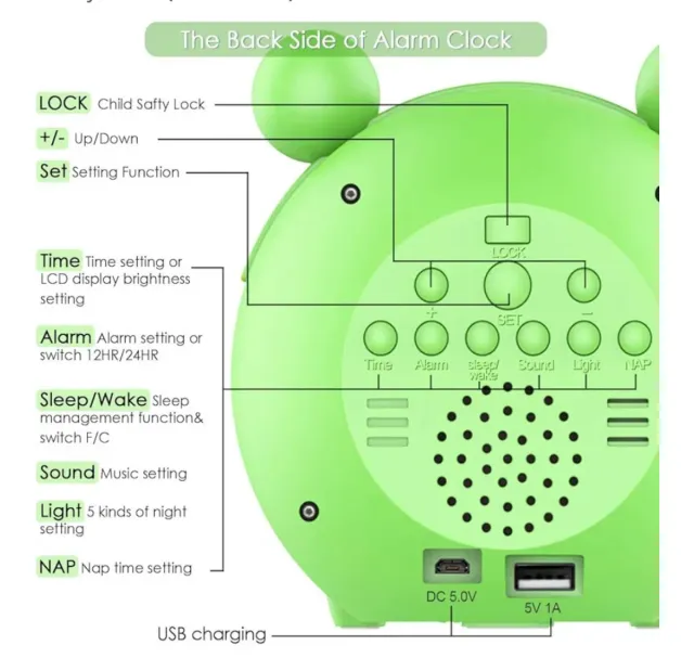Reloj Despertador Rana Infantil