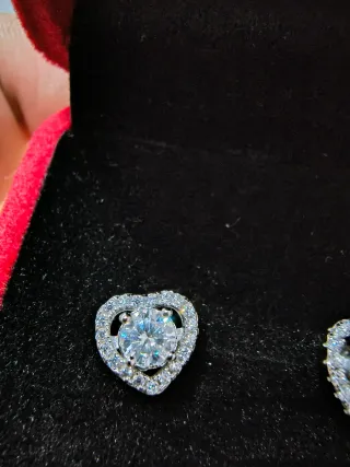 Orecchini Cuore Moissanite Argento GRA