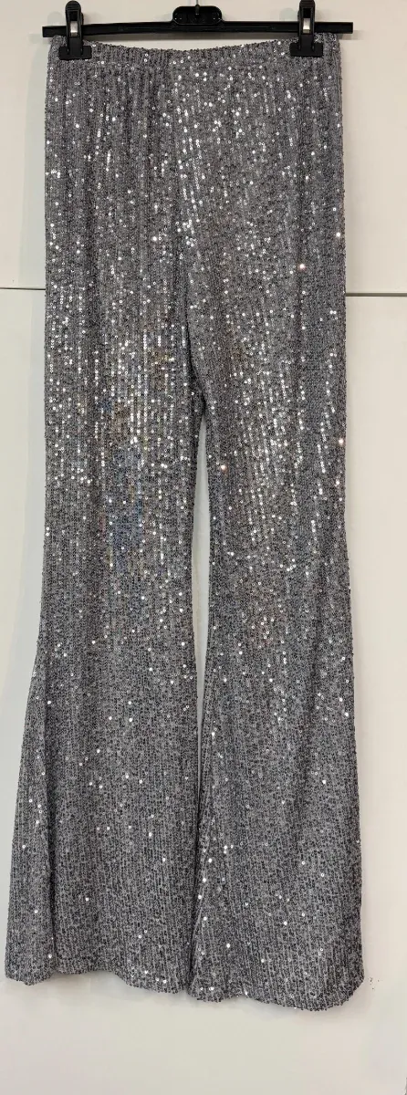 Pantalón plateado lentejuelas elástico