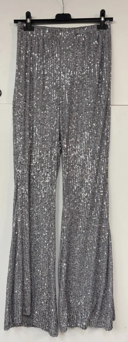 Pantalón plateado lentejuelas elástico