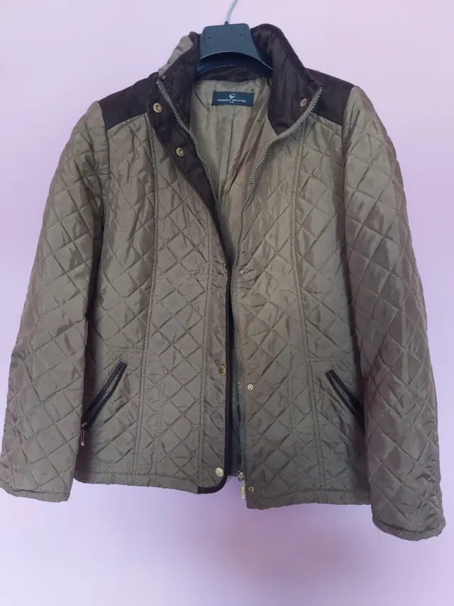 Chaqueta acolchada beige y marrón Cremallera