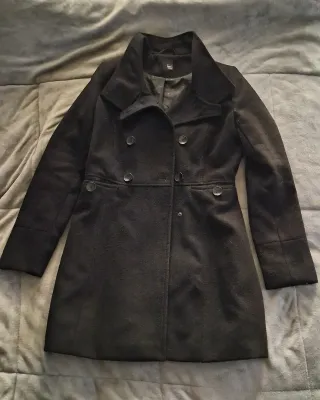 Abrigo paño negro Pimkie