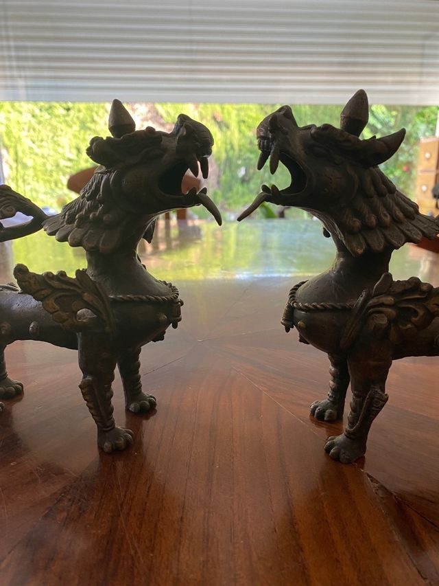 Figura leon Tibetano Bronce Antiguo