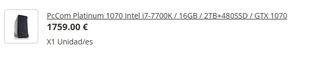 Pc GAMING 1070 16GB i7-7700K 32GB RAM SSD480+2TB