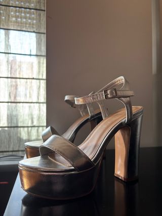 Tacones Plataforma Plateados