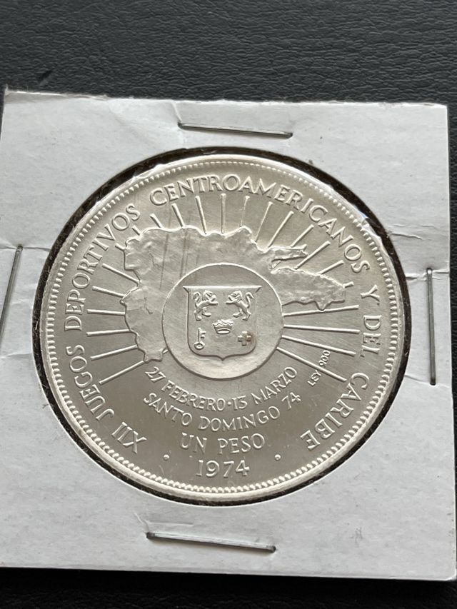 República Dominicana 1 Peso 1974 Plata