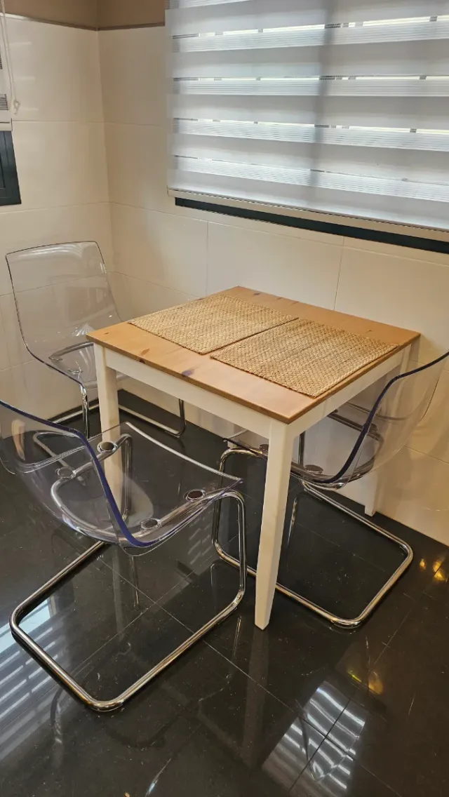 Sillas transparentes de plástico y metal