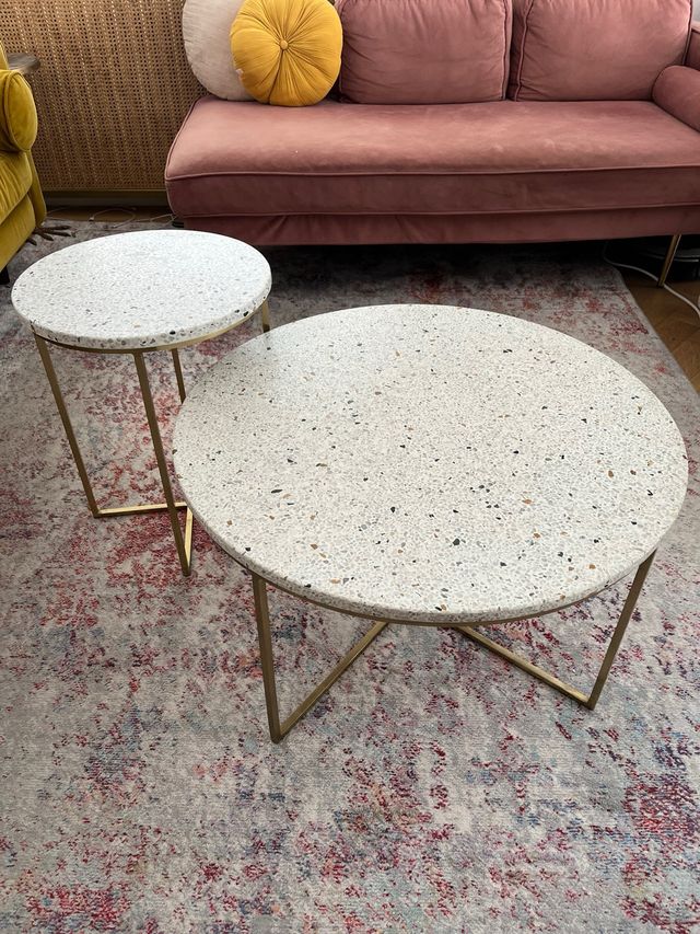 Mesas auxiliares redondas efecto mosaico