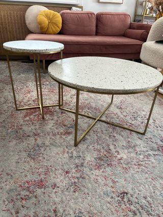 Tavoli ausiliari rotondi effetto mosaico