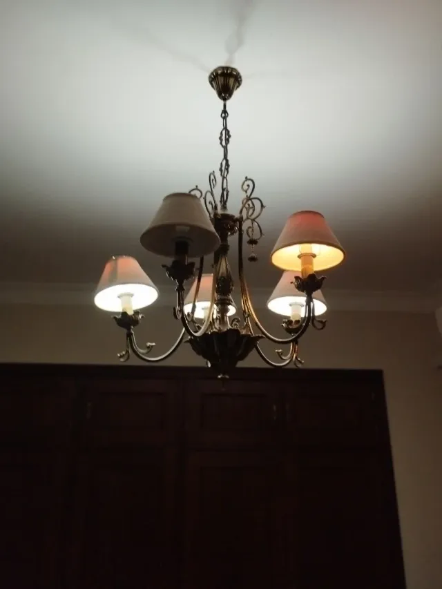 Lámpara de techo colgante metal y tela