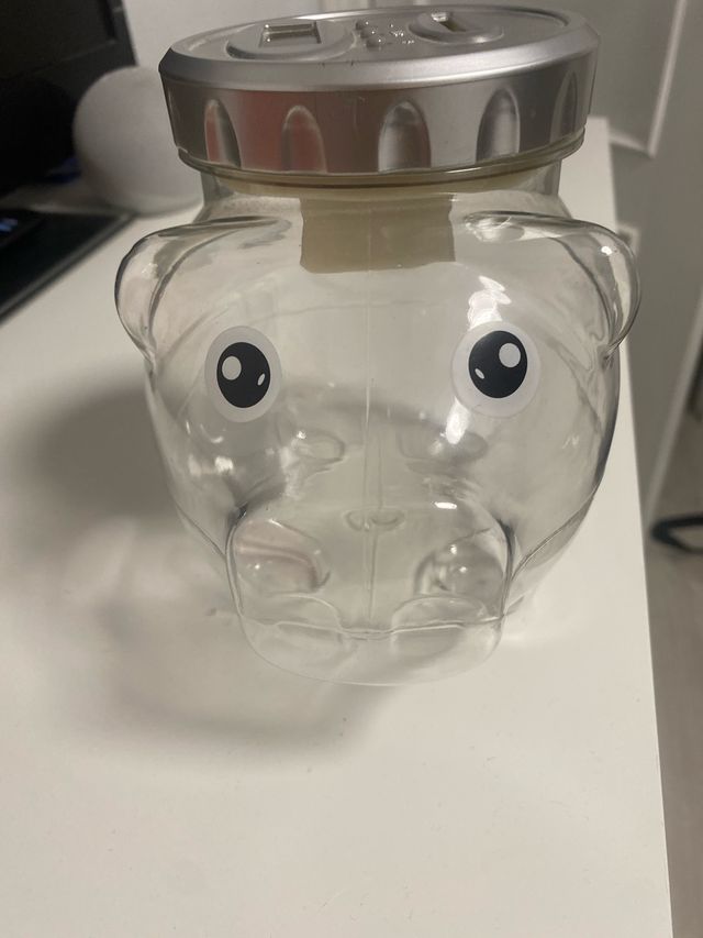 Hucha cerdito transparente con contador de dinero
