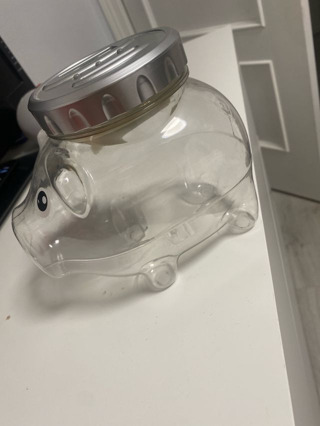 Hucha cerdito transparente con contador de dinero