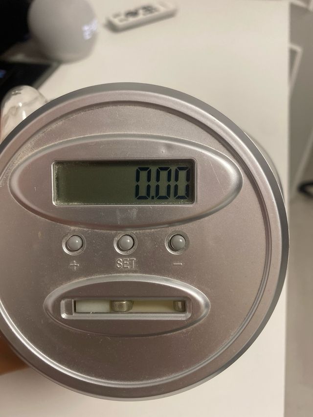 Hucha cerdito transparente con contador de dinero